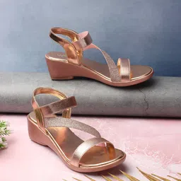ICONICS Shimmery Open Toe Comfort Heels-18
