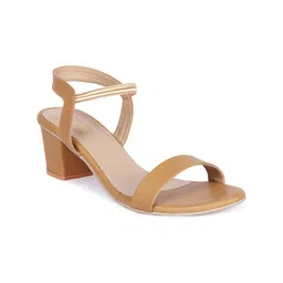 Picktoes Beige Block Sandals with Buckles-17