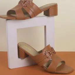 Mochi Women Block Heel Sandals with Buckles-14