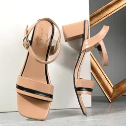 PANAHI Printed Open Toe Block Heels With Buckles-10
