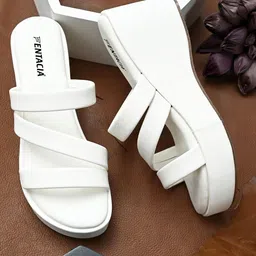 Fentacia White Wedge Sandals-image-45