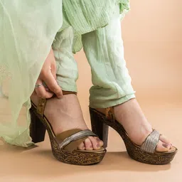 JM Looks Open Toe Platform Heels with Buckles-1