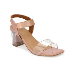 Delize Pink Party Block Sandals with Buckles-24