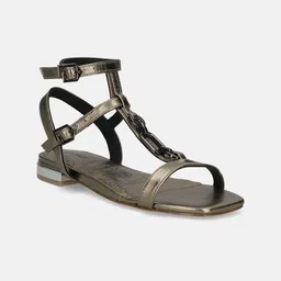 BAGATT Leather Open Toe Flats with Buckles-image-10