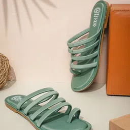The Roadster Lifestyle Co. Olive Green Strappy One Toe Flats-image-4