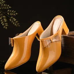 CLOG LONDON Pointed Toe Block Mules With Bows-36