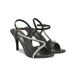 Maysun Black Embellished Open Toe Stiletto Heels-16
