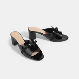 LEMON & PEPPER PU Block Mules with Buckles image 1