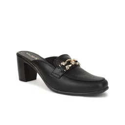 VALIOSAA Black Work Block Mules with Buckles-image-25