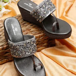 pelle albero Charcoal Embellished Party Wedges-image-90