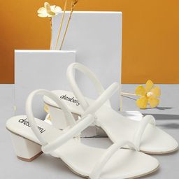 DressBerry White Strappy Block Heels-27