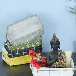 TIED RIBBONS Grey 5 Pieces Checked Printed Wardrobe Drawer Organisers-12