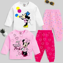 KUCHIPOO Girls Pack Of 2 Minnie Mouse Printed T-shirt with Pyjamas-image-95