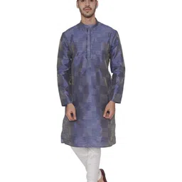 TABARD Men Blue Solid Silk Blend Kurta with Churidar-picture-55