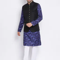 Hangup Men Printed Kurta with Pyjamas & Nehru Jacket-picture-8