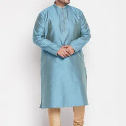 VASTRAMAY Men Plus size Blue Kurta with Pyjamas-picture-49