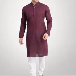 RG DESIGNERS Men Purple Solid Regular Kurta With Churidar-picture-18