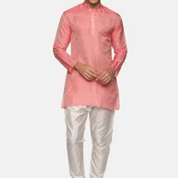 Sethukrishna Men Peach-Coloured Kurta with Pyjamas image 1