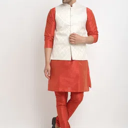 Kaifoo Men Multicoloured Kurta with Churidar & Nehru Jacket-22