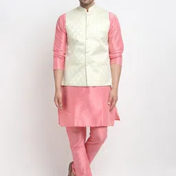 Kaifoo Men Multicoloured Kurta with Churidar & Nehru Jacket-19