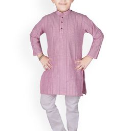 Pro-Ethic STYLE DEVELOPER Boys Pink Striped Kurta with Pyjamas-39