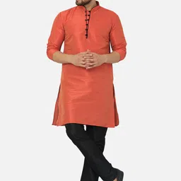 Kaifoo Men Orange Kurta with Pyjamas-picture-11