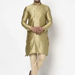 TABARD Men Golden Jacqard Printed Kurta with Pyjamas-picture-10