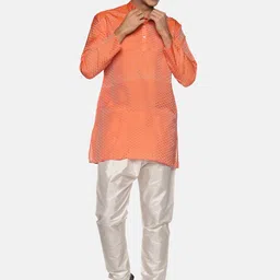 Sethukrishna Men Orange Kurta with Pyjamas-image-97
