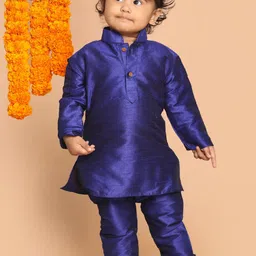VASTRAMAY Boys Blue Kurta with Pyjamas-43