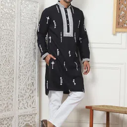 Jompers Men Embroidered Regular Chikankari Kurta with Pyjamas-picture-35