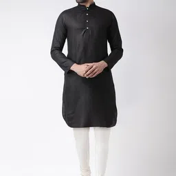 KISAH Men Black Solid Kurta with Pyjamas-picture-41