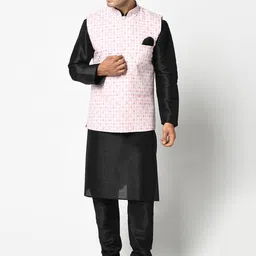 DEYANN Men Pink & Black Kurta with Pyjamas-picture-40