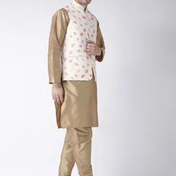 Hangup Men Kurta with Pyjamas & Printed Nehru jacket-picture-13