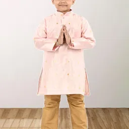 BAESD Boys Woven Design Mandarin Collar Straight Kurta With Pyjama-picture-44