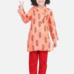 BownBee Boys Floral Printed Pure Cotton Kurta With Pyjama-picture-52