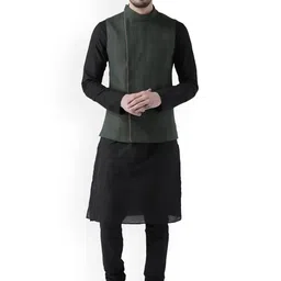KISAH Men Black Kurta with Churidar-image-85