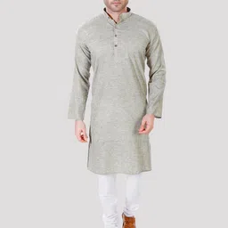 Maharaja Mandarin Collar Regular Linen Cotton Kurta With Pyjamas-picture-11