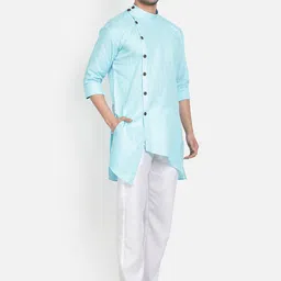Armaan Ethnic Men Blue Pure Cotton Kurta with Pyjamas-image-54
