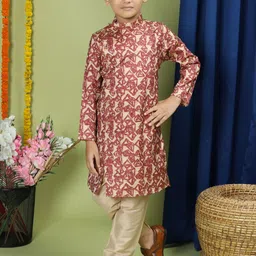 TABARD Boys Geometric Printed Regular Pure Cotton Kurta with Pyjamas-18