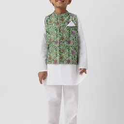 Nauti Nati Boys Floral Regular Pure Cotton Kurta with Pyjamas-picture-18