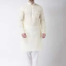 SG LEMAN Men Yellow Pure Cotton Kurta with Pyjamas-50