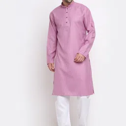 KRAFT INDIA Men Purple Woven Design Pure Cotton Kurta Set-image-74