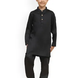 BAESD Boys Band Collar Organic Cotton Regular Straight Kurta with Pyjamas-picture-54