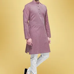 SHIWAM ETHNIX Geometric Printed Mandarin Collar Regular Kurta with Pyjamas-picture-15