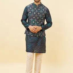 Manyavar Ethnic Motifs Printed Regular Kurta and Pyjamas with Jacket-picture-9