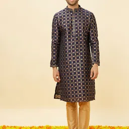 Manyavar Ethnic Motifs Printed Mandarin Collar Kurta With Churidar-image-56