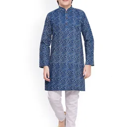 Jeetethnics Boys Navy Blue Printed Regular Kurta with Pyjamas-2