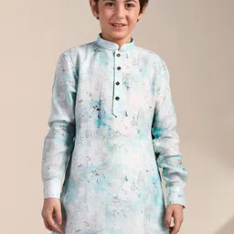 Manyavar Boys Floral Printed Straight Kurta with Pyjamas-image-72