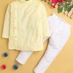 Jeetethnics Boys Checked Band Collar Angrakha Kurta With Pyjamas-18