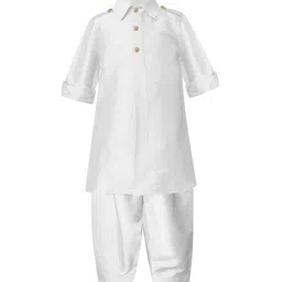A T U N Boys White Regular Kurta with Pyjamas-0
